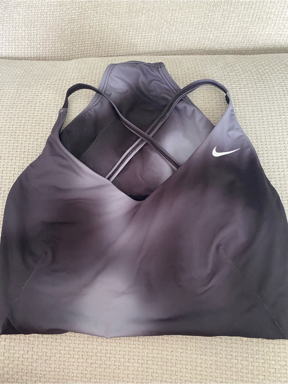 Nike Black and Gray Cross-Back Racing Swimsuit